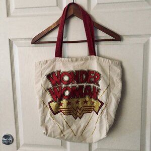 RARE DC Comics Official Wonder Woman Glitter Canvas Tote Bag 16x16" RETIRED